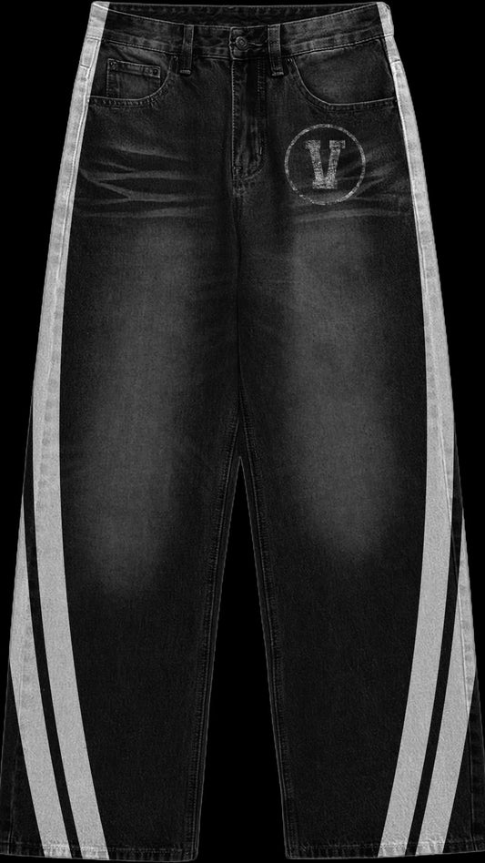 Vincere Black & White Lined Jeans